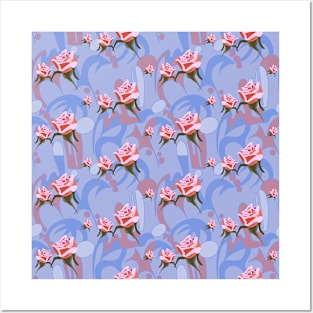 Pink rose pattern geometric background Posters and Art